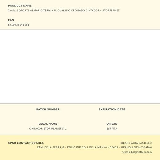 2 Unid. Soporte Armario Terminal Ovalado Cromado Cintacor - Storplanet