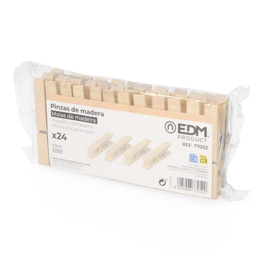 24 Pinzas De Madera 7 Cm