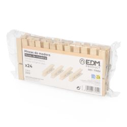24 Pinzas De Madera 7 Cm