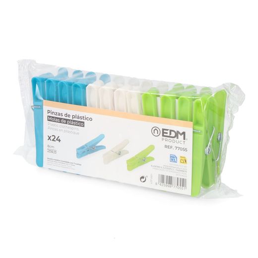 24 Pinzas De Plástico De Colores Variados 8 Cm