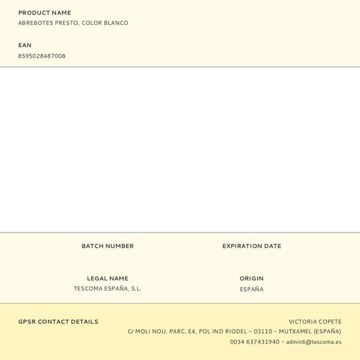 Abrebotes Presto Color Blanco