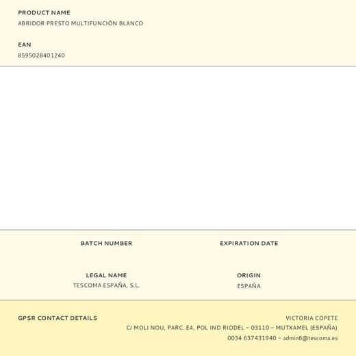 Abridor Presto Multifunción Blanco