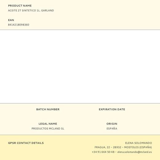 Aceite 2T Sintetico 1L. Garland