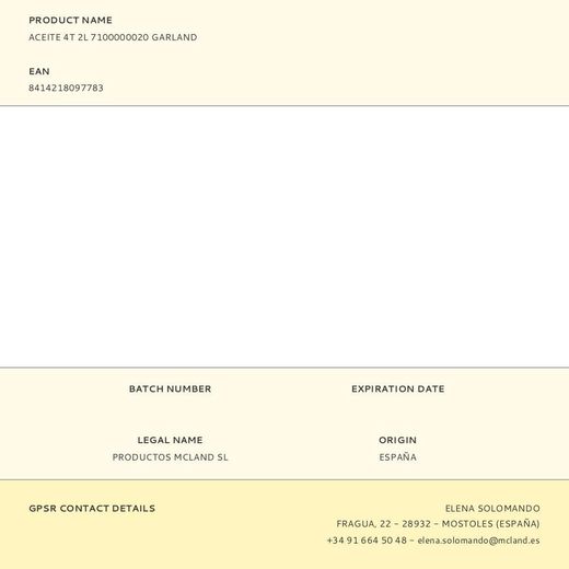 Aceite 4T 2L 10W40 7100000020 Garland