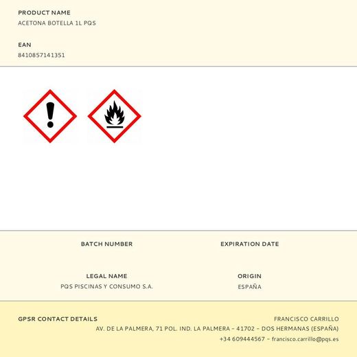 Acetona Botella 1L Pqs