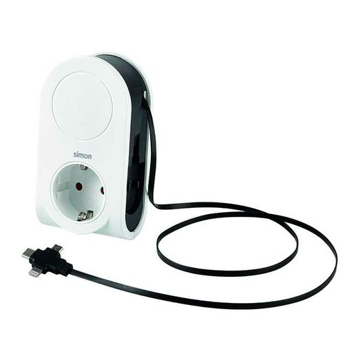 Adaptador 3 Conectores Usb + 1 Usb A + 1 Toma Schuko 16A 250 V~ Blanco