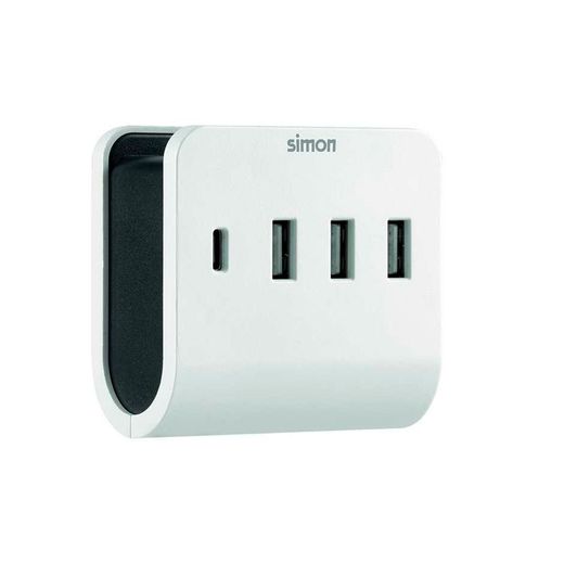 Adaptador 3 Usb A + 1 Usb C 16 A Con Soporte Para Smartphone