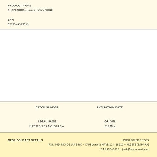 Adaptador 6,3Mm A 3,2Mm Mono