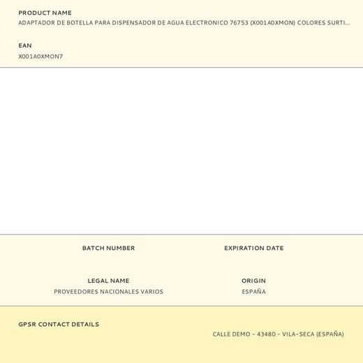 Adaptador De Botella Para Dispensador De Agua Electronico 76753 (X001A0Xmon) Colores Surtidos