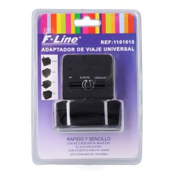Adaptador De Viaje Universal 2 Usb, 3 Clavijas Eu, Uk, Usa/Aus, Negro, 45 X 55 X 60 Mm