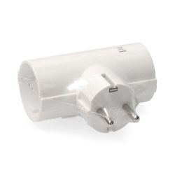 Adaptador Doble 2P+T, 16A 250V~ , Blanco (Retractilado)