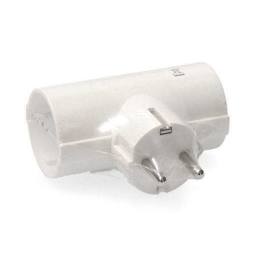 Adaptador Doble 2P+T, 16A 250V~ , Blanco (Retractilado)