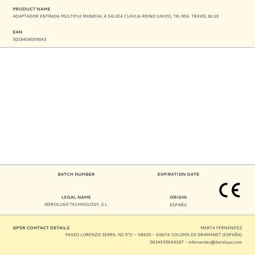 Adaptador Entrada Multiple Mundial A Salida Clavija Reino Unido, Tb-904, Travel Blue