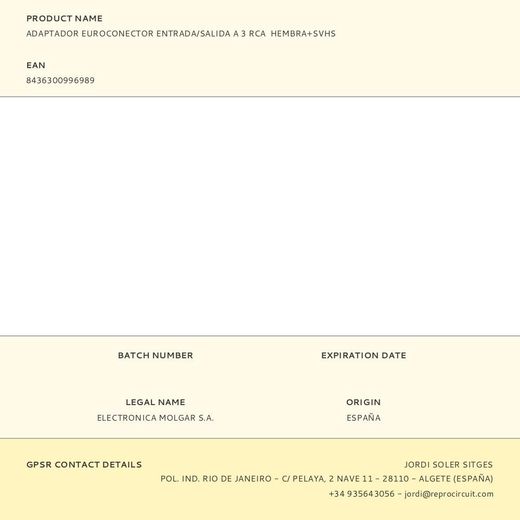 Adaptador Euroconector Entrada/Salida A 3 Rca  Hembra+Svhs