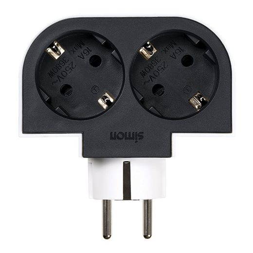 Adaptador Giratorio Schuko 2 Tomas 16A 250 V~