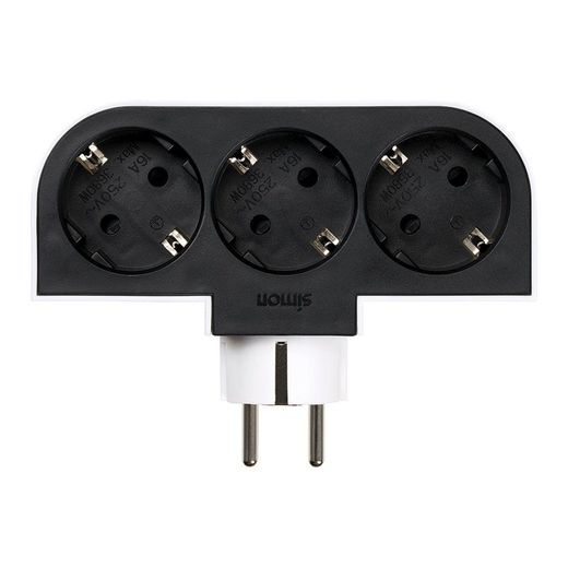 Adaptador Giratorio Schuko 3 Tomas 16A 250 V~