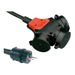 Adaptador Multiple Schuko Goma Ip44 2P+T 16 A 250 V~ 10 M De Cable 3G2,5 Mm² Negro