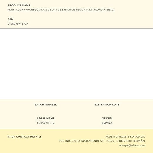 Adaptador Para Regulador De Gas De Salida Libre (Junta De Acoplamiento)