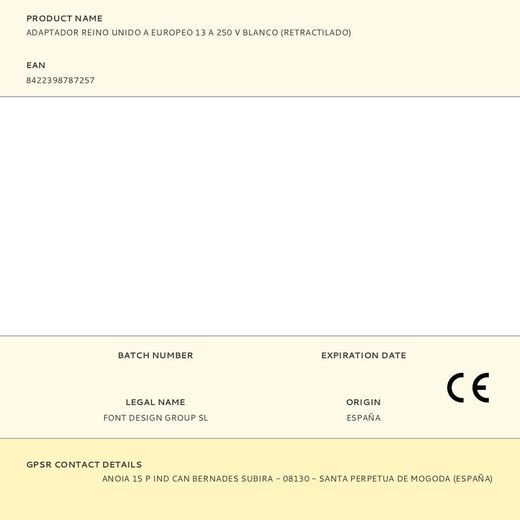 Adaptador Reino Unido A Europeo 13 A 250 V Blanco (Retractilado)