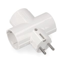Adaptador Triple 2P+T, 16 A 250 V~, Blanco, Retractilado
