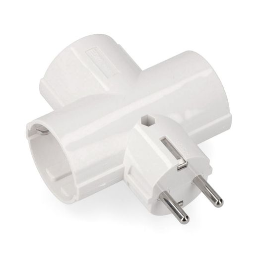 Adaptador Triple 2P+T, 16 A 250 V~, Blanco, Retractilado