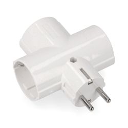 Adaptador Triple 2P+T, 16 A 250 V~, Blanco, Retractilado