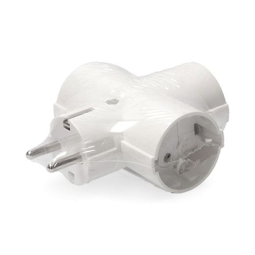 Adaptador Triple 2P+T, 16 A 250 V~, Blanco, Retractilado