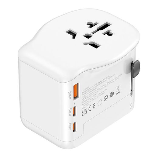 Adaptador Viaje Universal 3 Usb (1A+2C) 20 W