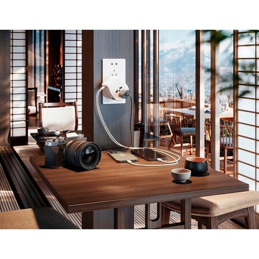 Adaptador Viaje Universal + 3 Usb (1A+2C) 65 W