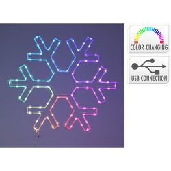 Adorno Led Copo De Nieve 50 X 43 Cm, Rgb, 90 Led, Conexión Usb.