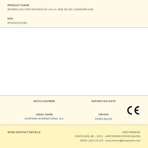 Adorno Led Copo De Nieve 50 X 43 Cm, Rgb, 90 Led, Conexión Usb.