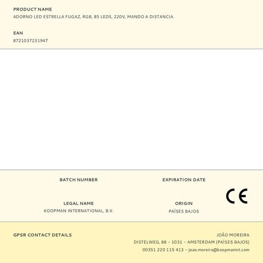 Adorno Led Estrella Fugaz, Rgb, 85 Leds, 220V, Mando A Distancia.