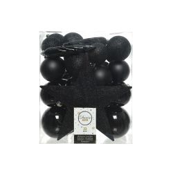 Adornos Decoración Árbol Navidad, Negro, Caja 33 Piezas