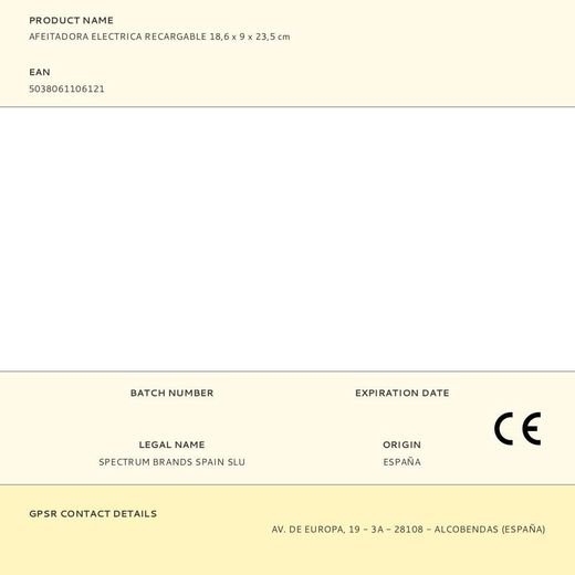 Afeitadora Eléctrica Recargable 18,6 X 9 X 23,5 Cm