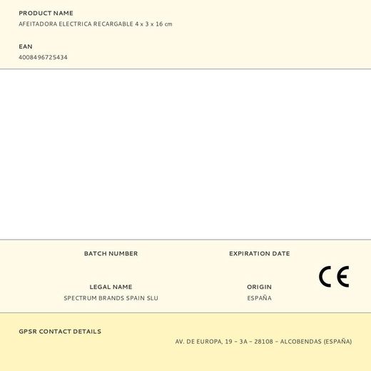 Afeitadora Eléctrica Recargable 4 X 3 X 16 Cm