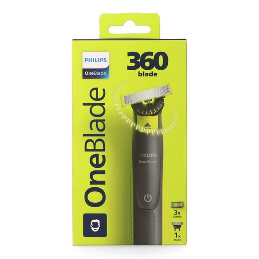 Afeitadora One Blade 360°, Con 3 Peines Guía, Resistente Al Agua