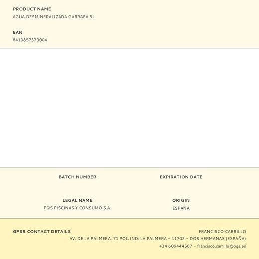 Agua Desmineralizada Garrafa 5 L