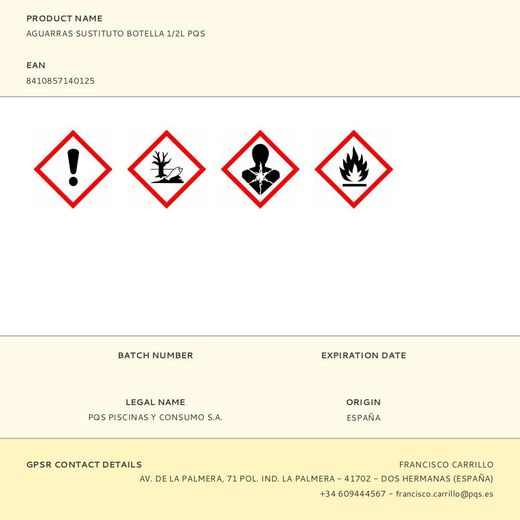 Aguarras Sustituto Botella 1/2L Pqs