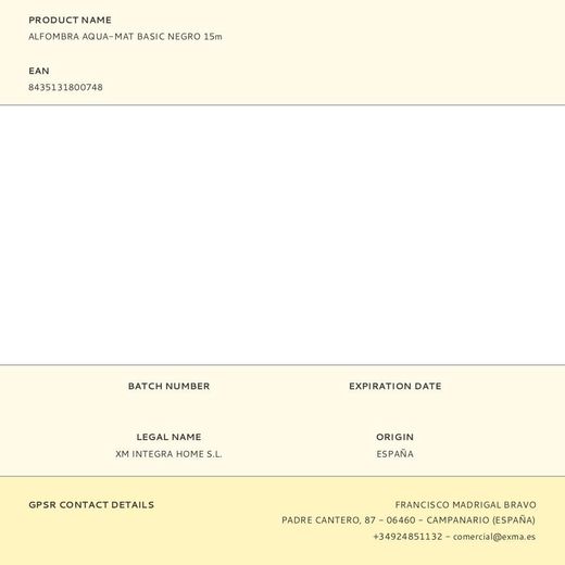 Rollo Alfombra Multiuso Antideslizante Aqua-Mat Basic Negro 65 Cm X 15 M