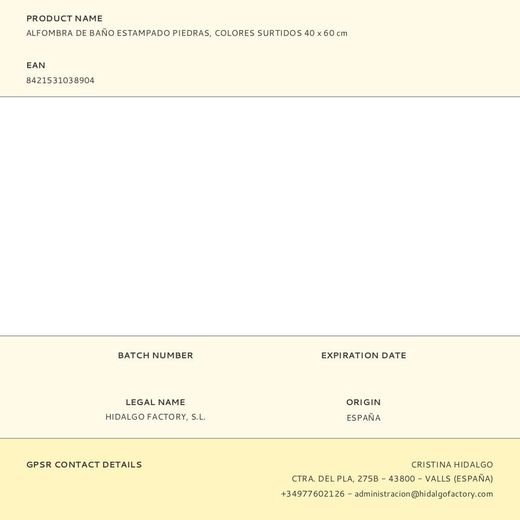 Alfombra De Baño Estampado Piedras, Colores Surtidos 40 X 60 Cm