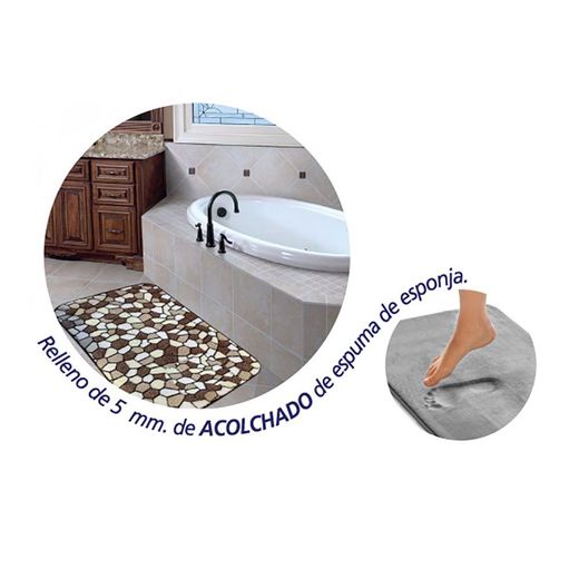 Alfombra De Baño Estampado Piedras, Colores Surtidos 40 X 60 Cm