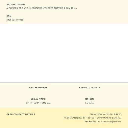 Alfombra De Baño Microfibra, Colores Surtidos, 60 X 40 Cm