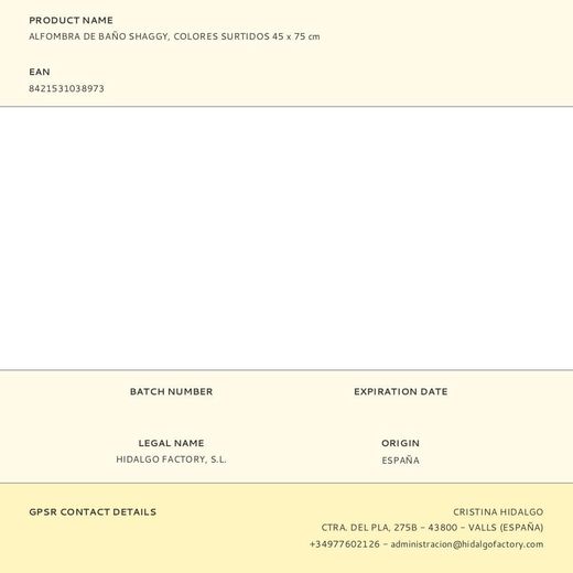 Alfombra De Baño Shaggy, Colores Surtidos 45 X 75 Cm