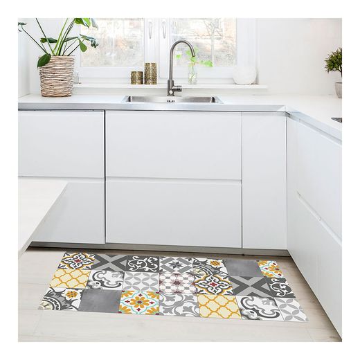 Alfombra Vinilica Croma Patch Gris-Ambar 50 X 110 Cm