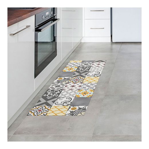 Alfombra Vinilica Croma Patch Gris-Ambar 50 X 140 Cm