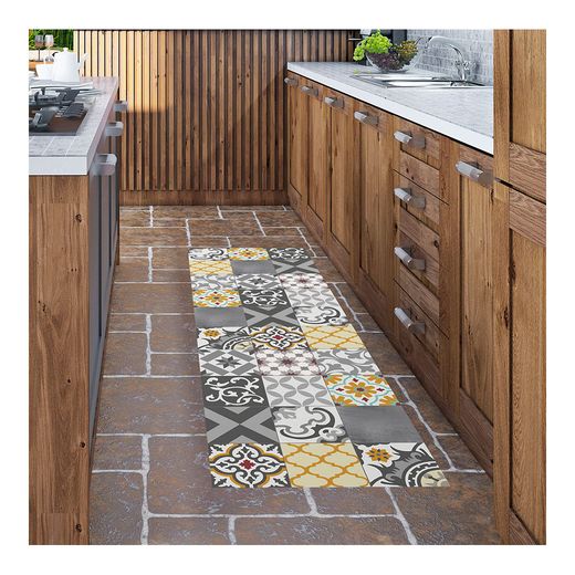 Alfombra Vinilica Croma Patch Gris-Ambar 60 X 200 Cm