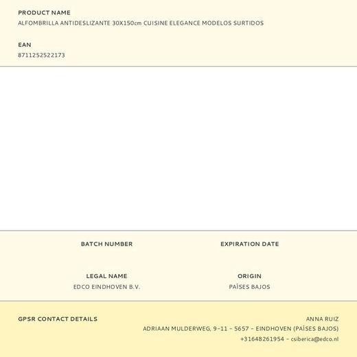 Alfombrilla Antideslizante Cuisine Elegance Modelos Surtidos 30 X 150 Cm