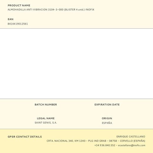 Almohadilla Anti Vibracion 3104-3-000 (Blister 4 Unid.) Inofix