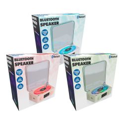 Altavoz Bluetooth En Forma De Tocadiscos, Con Reloj, Ruido Blanco Y Luz Rgb, Colores Surtidos