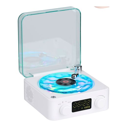 Altavoz Bluetooth En Forma De Tocadiscos, Con Reloj, Ruido Blanco Y Luz Rgb, Colores Surtidos